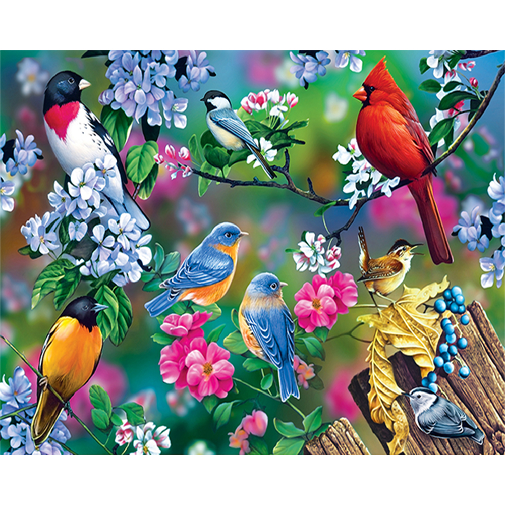 Bird on Flowering Branch-Paint by Numbers-50x40cm