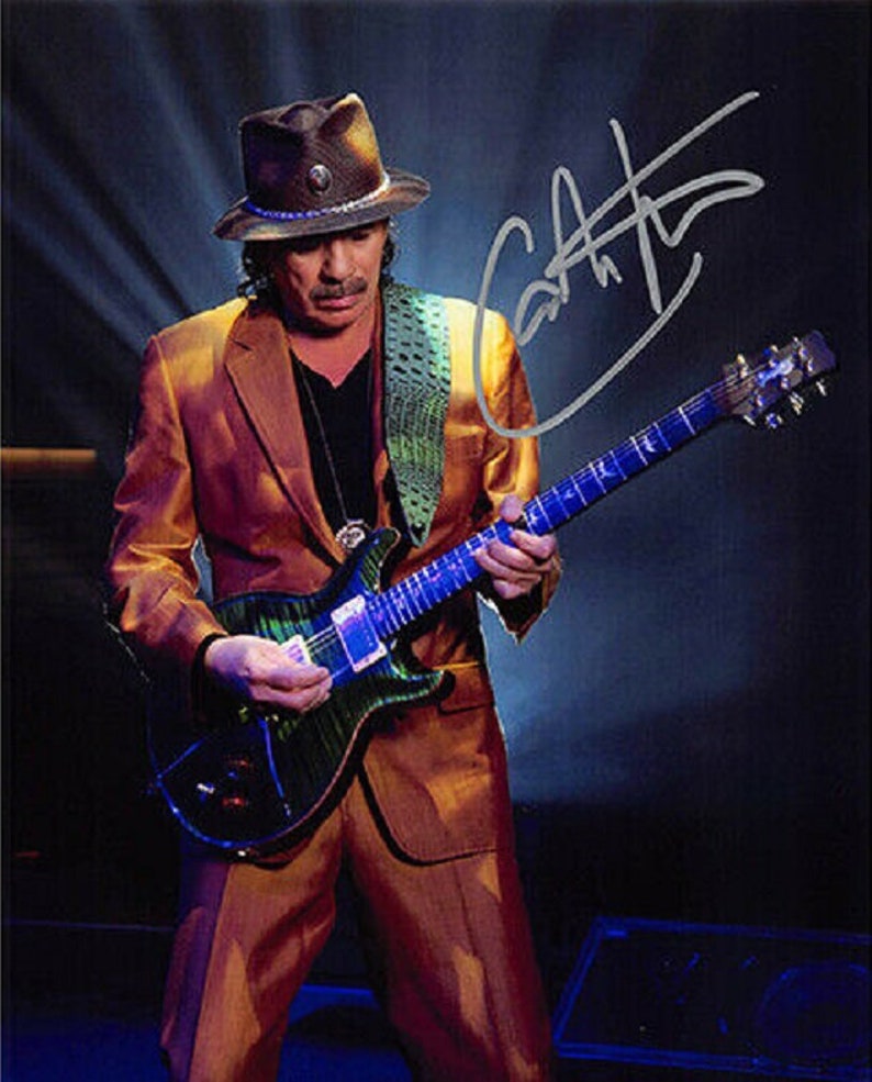 CARLOS SANTANA Signed Photo Poster painting Black Magic Woman Evil Ways wCOA