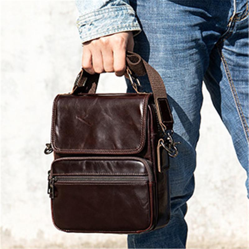 Mens Classic Business Casual Briefcase Handbagas Leather Shoulder Packs