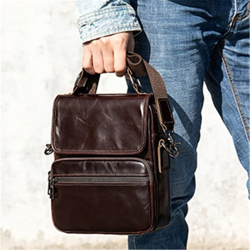 Mens Classic Business Casual Briefcase Handbagas Leather Shoulder Packs