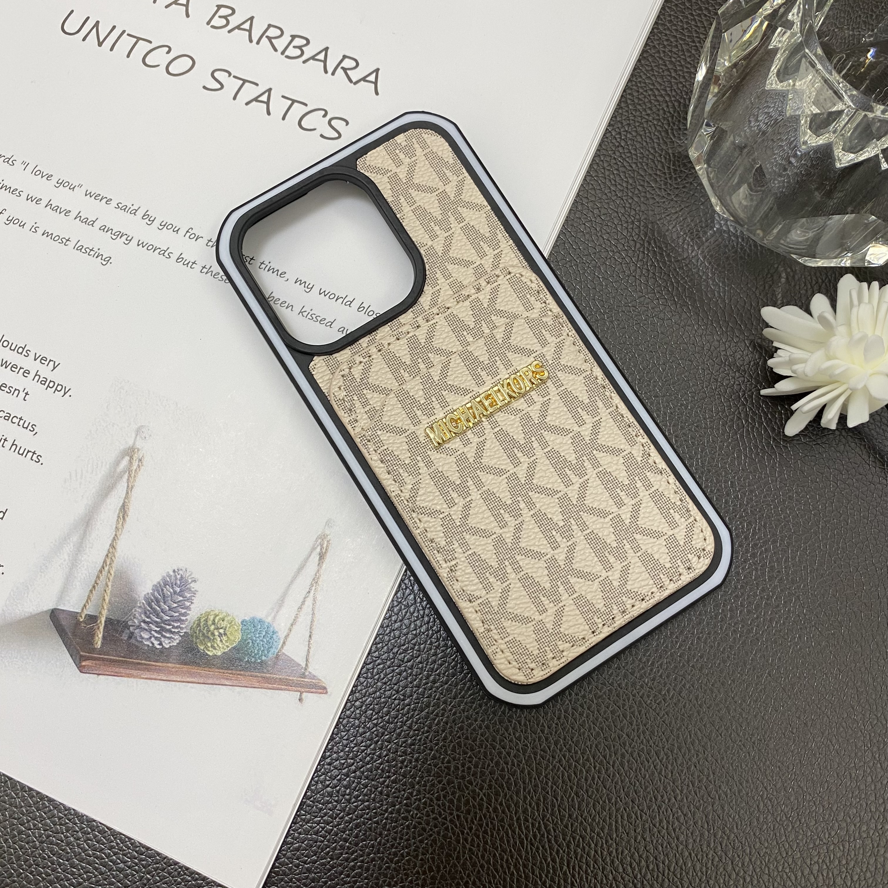 Luxury MK Back Card Slot Leather Apple iPhone Case