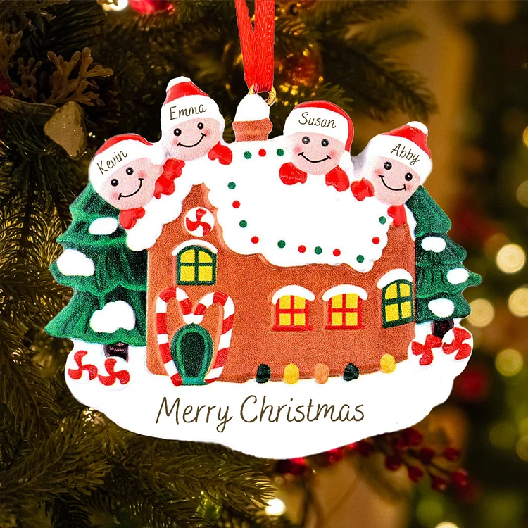 Family of 4 Personalized Happy Family Christmas Ornament