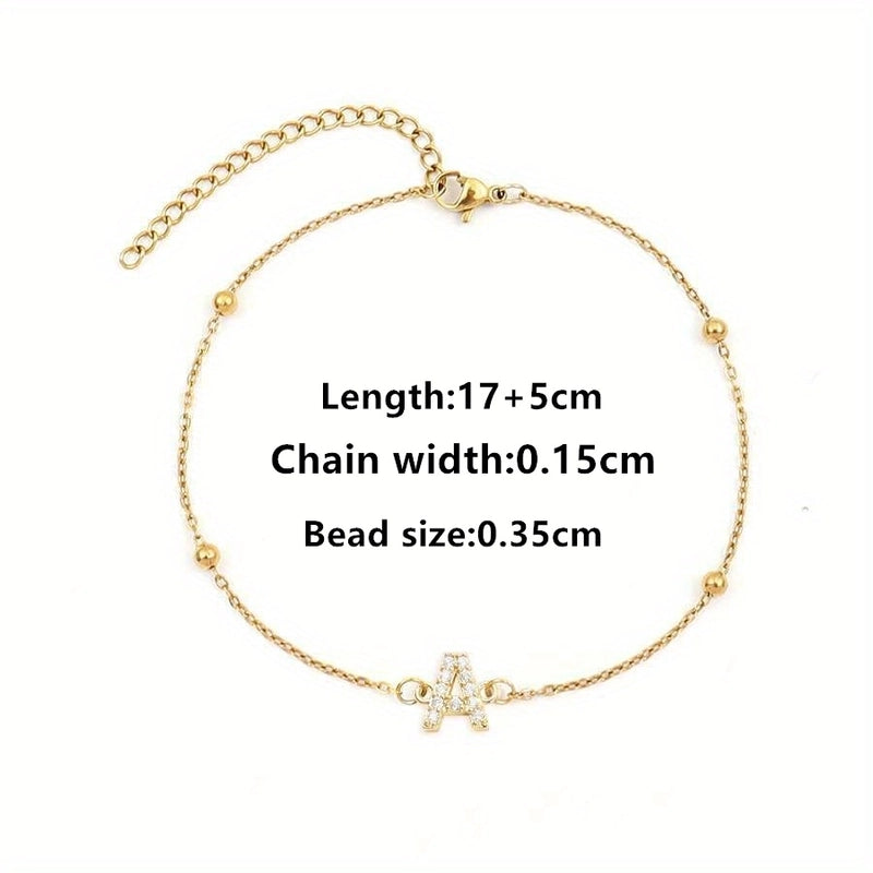 Elegant Minimalist Letter 201 Stainless Steel 304 Stainless Steel Zircon Bracelets In Bulk