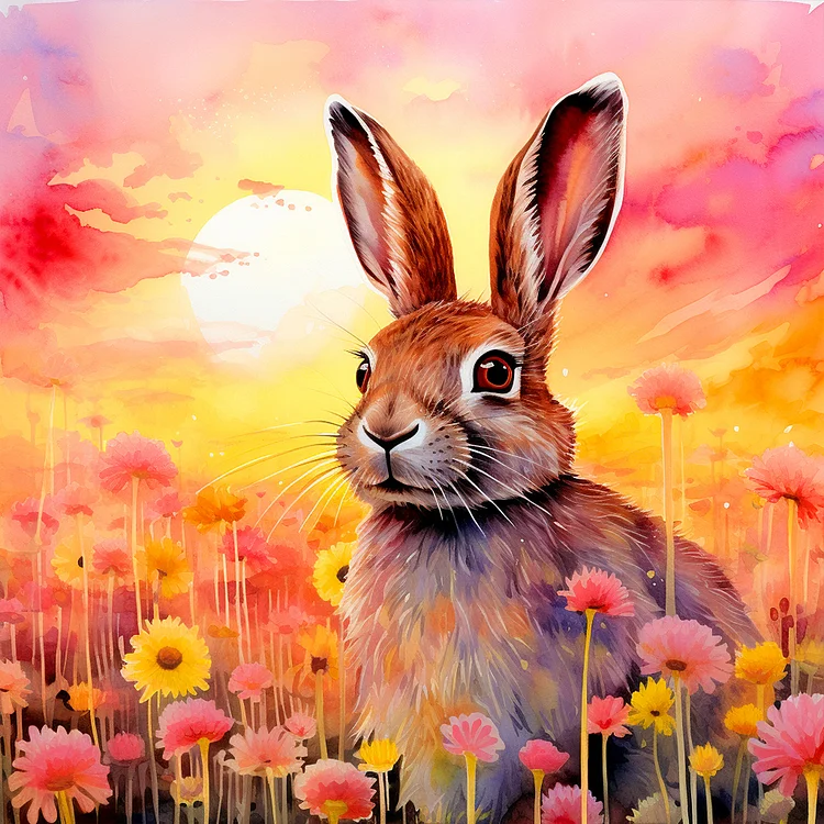 Daisy And Rabbit 40*40CM(Canvas) Full Round Drill Diamond Painting gbfke