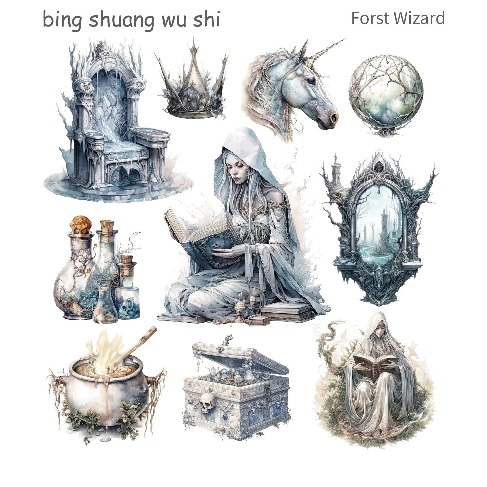 Journalsay 20 Sheets Gothic Witch Series Vintage Dark Landscaping PET Sticker