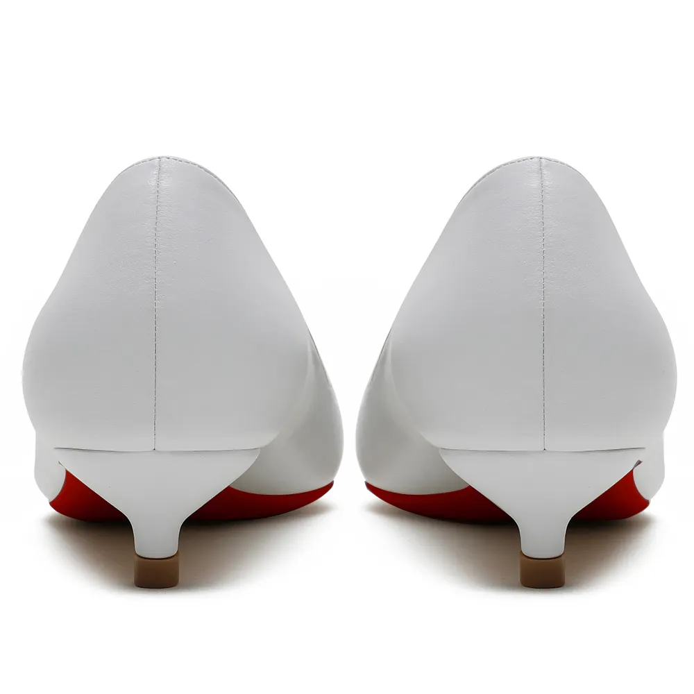 30mm Women's Low Heel Kittens Pointed Toe Casual Slip On Matte Pumps-vocosishoes