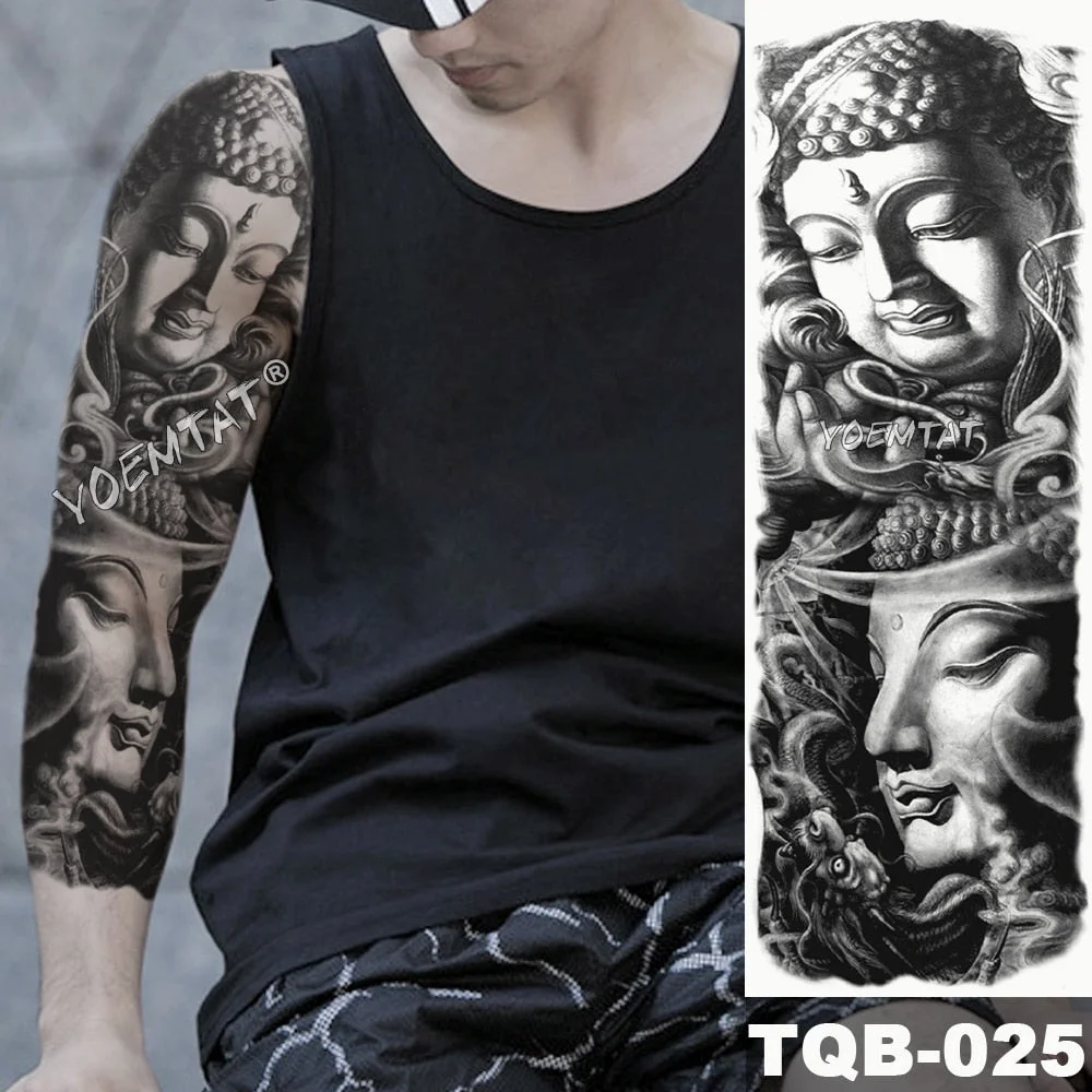 Large Full Arm Sleeve Tattoo Dragon Falls Waterproof Temporary Tatoo Sticker Japanese Tradition Men Women Body Art Tatto