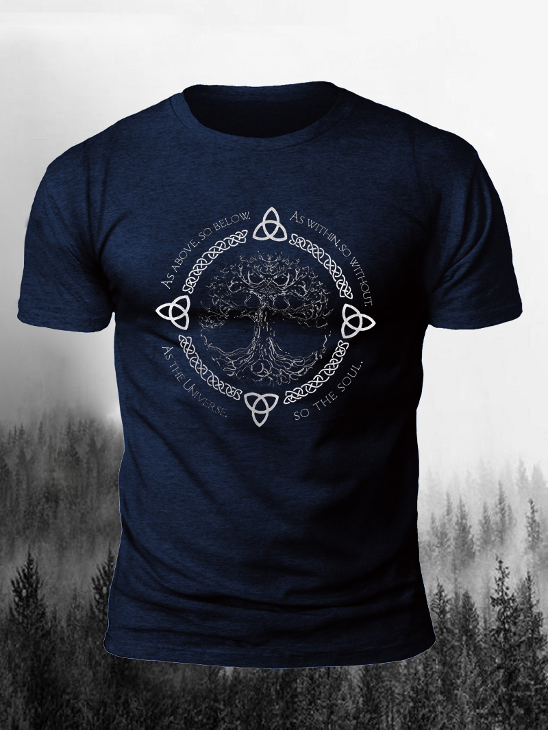 Emerald Green Tree Of Life Print Short Sleeve Men's T-Shirt