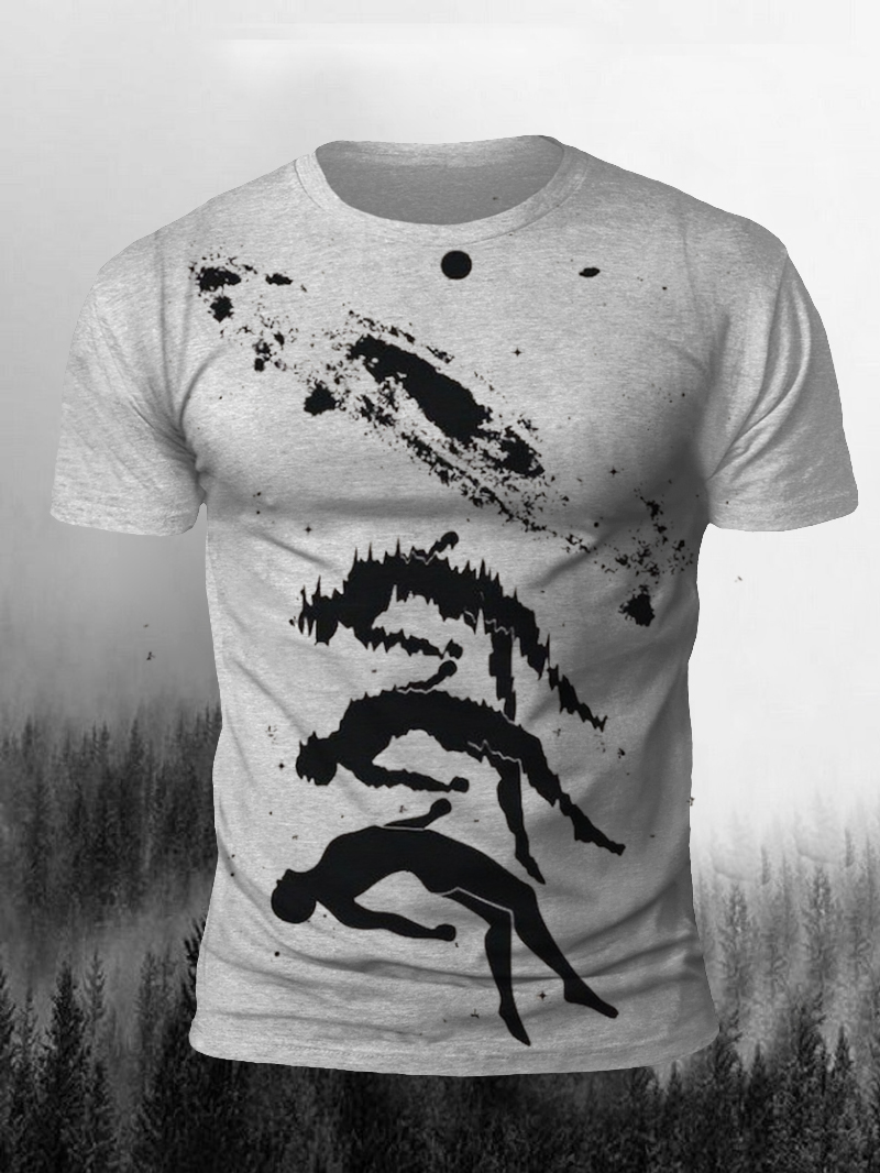 Men's Soul into Starry Sky Print Short Sleeve T-shirt