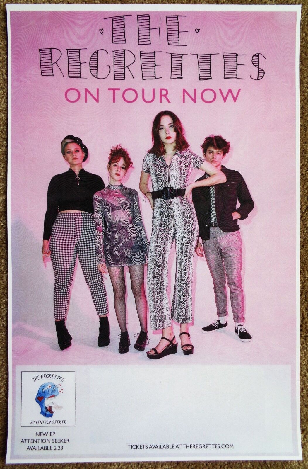 THE REGRETTES 2018 Tour POSTER Attention Seeker Gig Concert