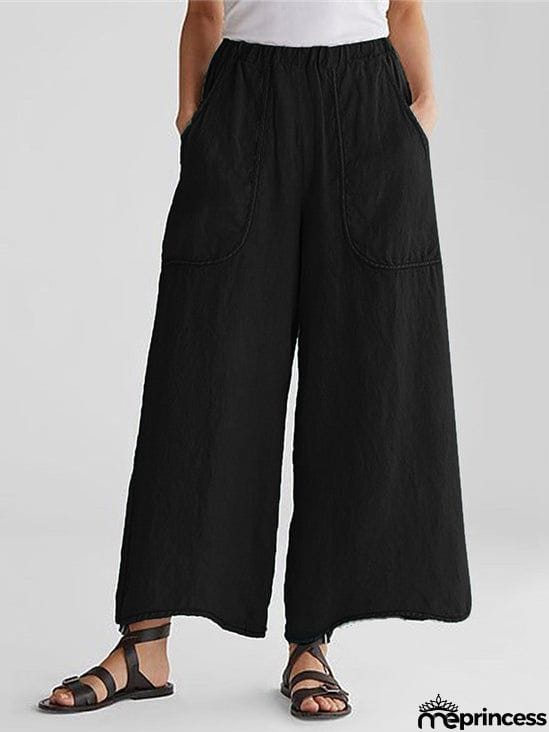 Women's Casual Comfy Wide Leg Linen Pants