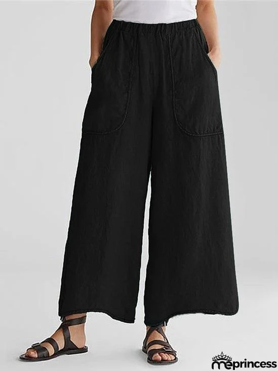 Women's Casual Comfy Wide Leg Linen Pants