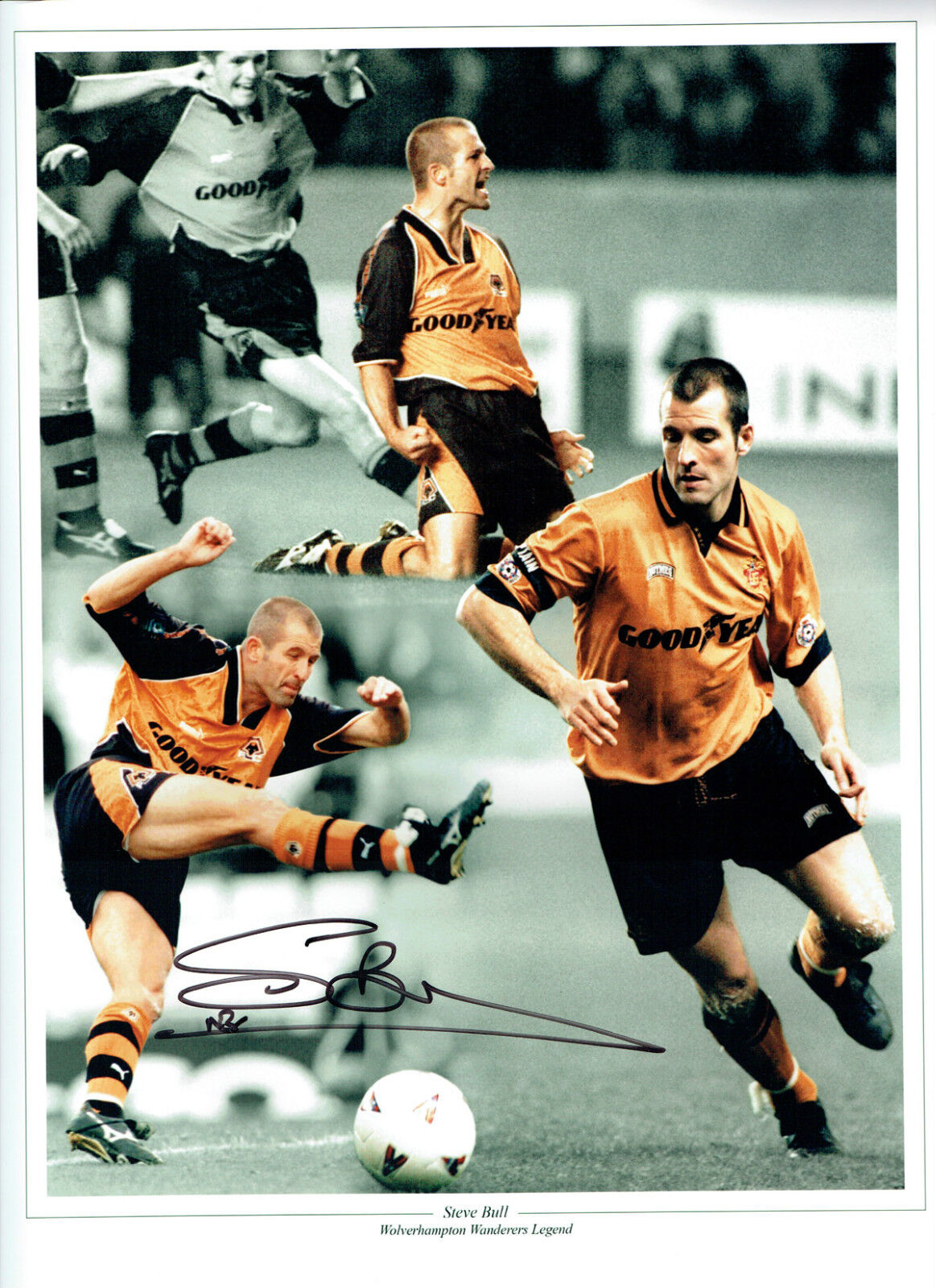 Steve BULL Wolves LEGEND Signed Autograph 16x12 Photo Poster painting AFTAL COA