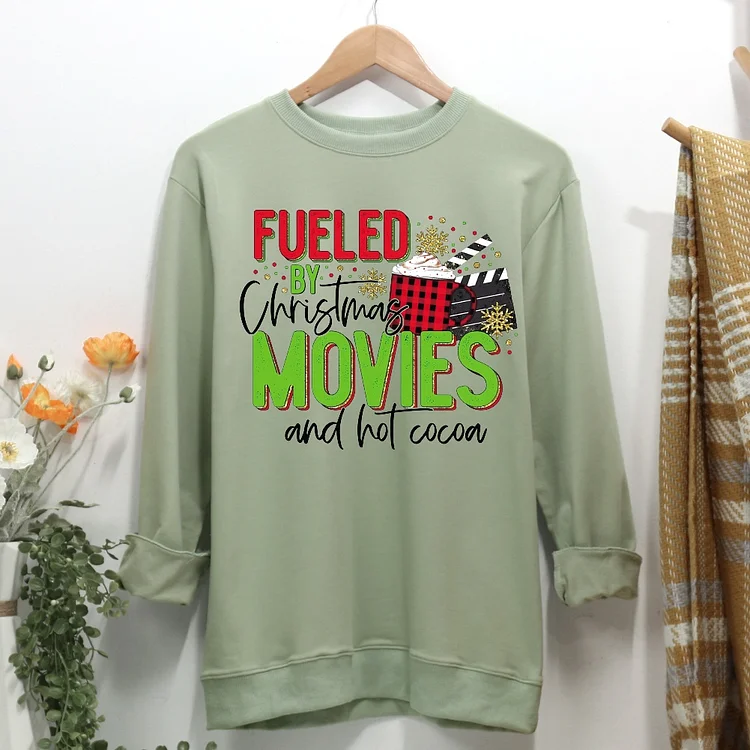 Fueled By Christmas Movies & Cocoa Women Casual Sweatshirt-Annaletters
