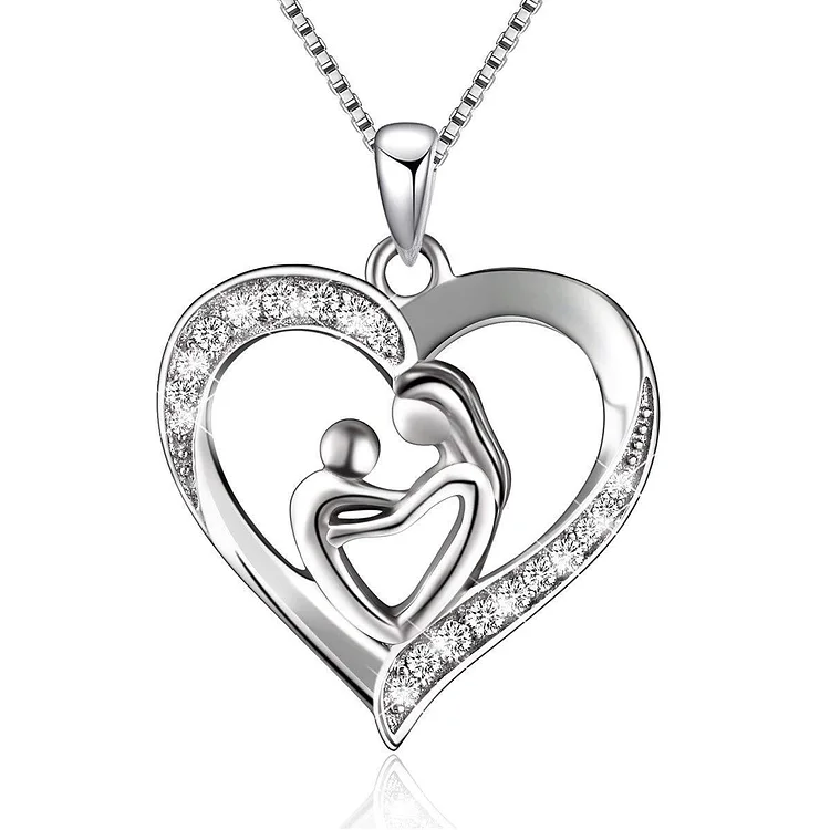 S925 Sterling Silver Love Mother's Love Diamond Necklace Female Mother's Day Necklace Holiday Gift socialshop