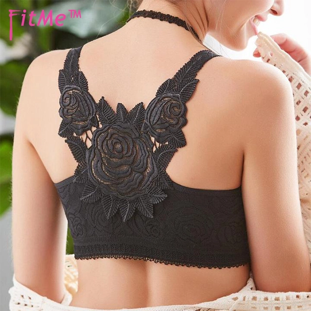 FitMe Rose Embroidery Front Closure Wirefree Bra