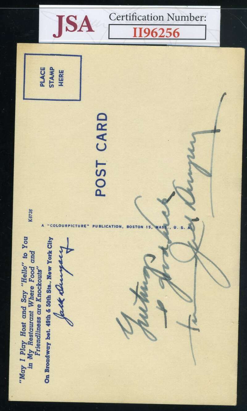 Jack Dempsey JSA Cert Autograph Vintage Postcard Hand Signed