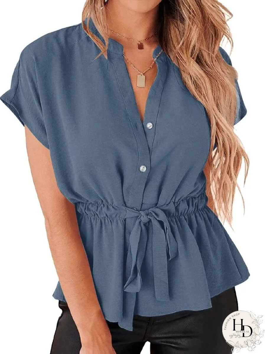 Elegant Button-Up Peplum Blouse