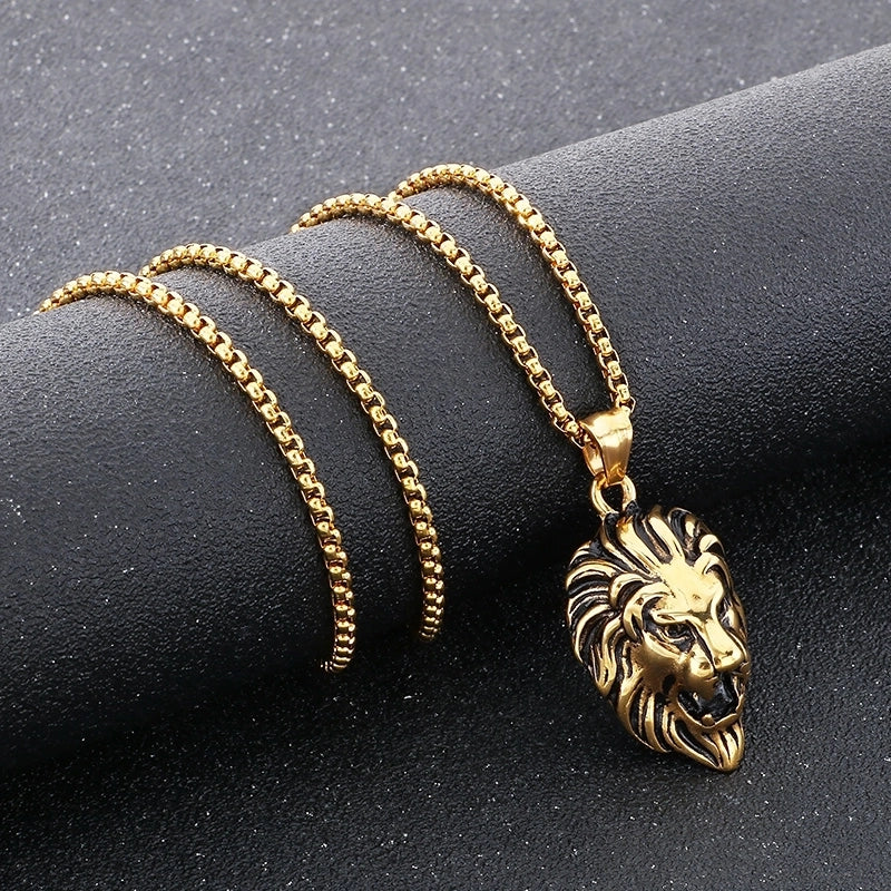 1 Piece 304 Stainless Steel 18K Gold Plated Lion’s Head Pendant