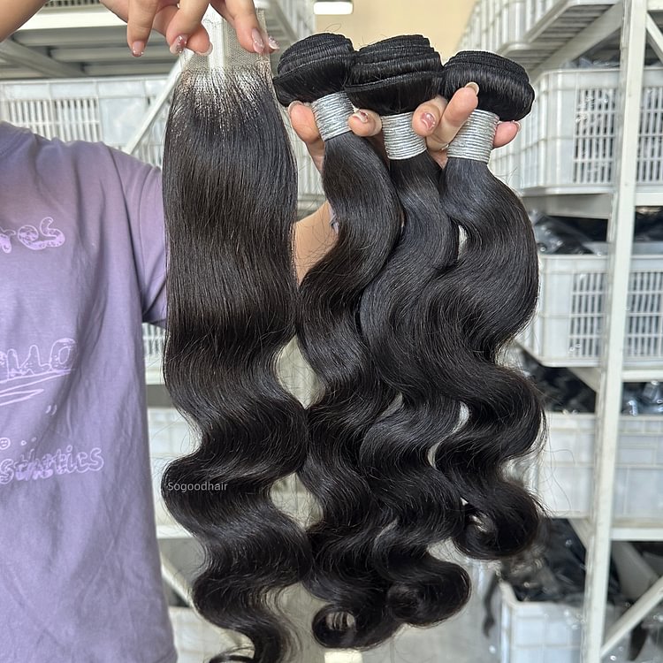 3 Bundles Body Wave With 2x6 Lace Closure 12A+ Virgin Human Hair display picture 2