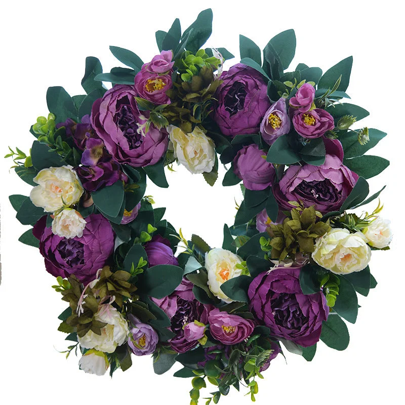 Premium Elegant Orange Peony Wreath Outdoor Fall Wreaths