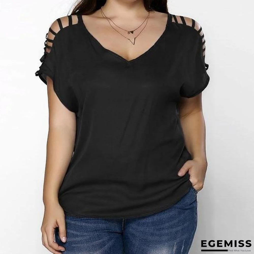 Plus Size Hollow Out Tunic Blouse Shirt Women Summer Causal Elastic Short Sleeves Blouse | EGEMISS