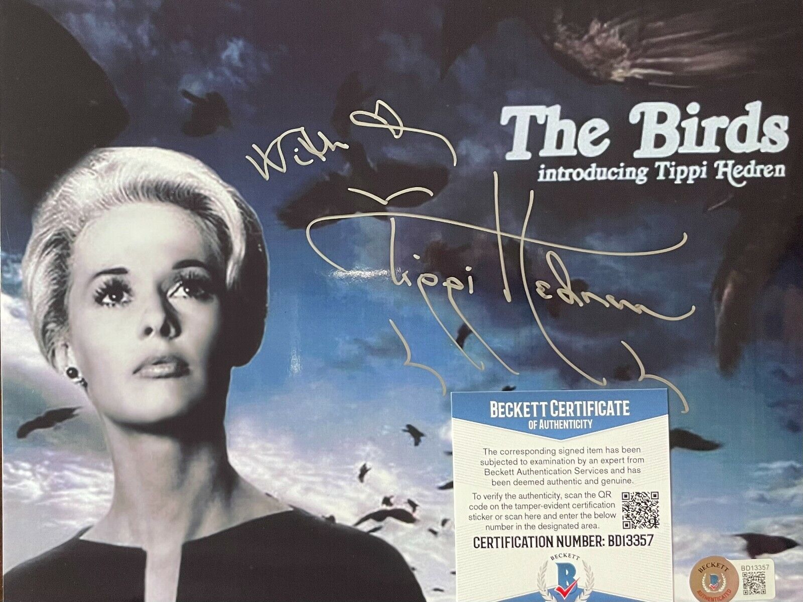 Tippi Hedren The Birds Original Autographed 8X10 Photo Poster painting w/Beckett COA #5