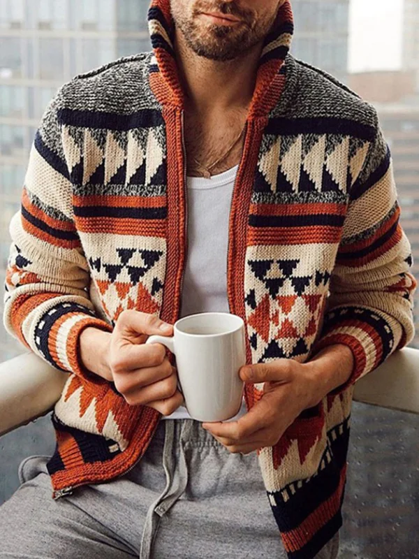 Men's Christmas jacquard sweater button cardigan sweater Flusfy