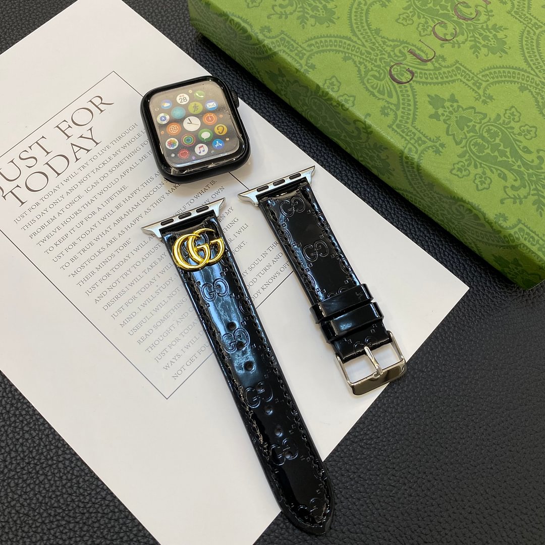 GUCCI Gucci Metal Monogram Leather Apple Watch Strap ProCaseMall