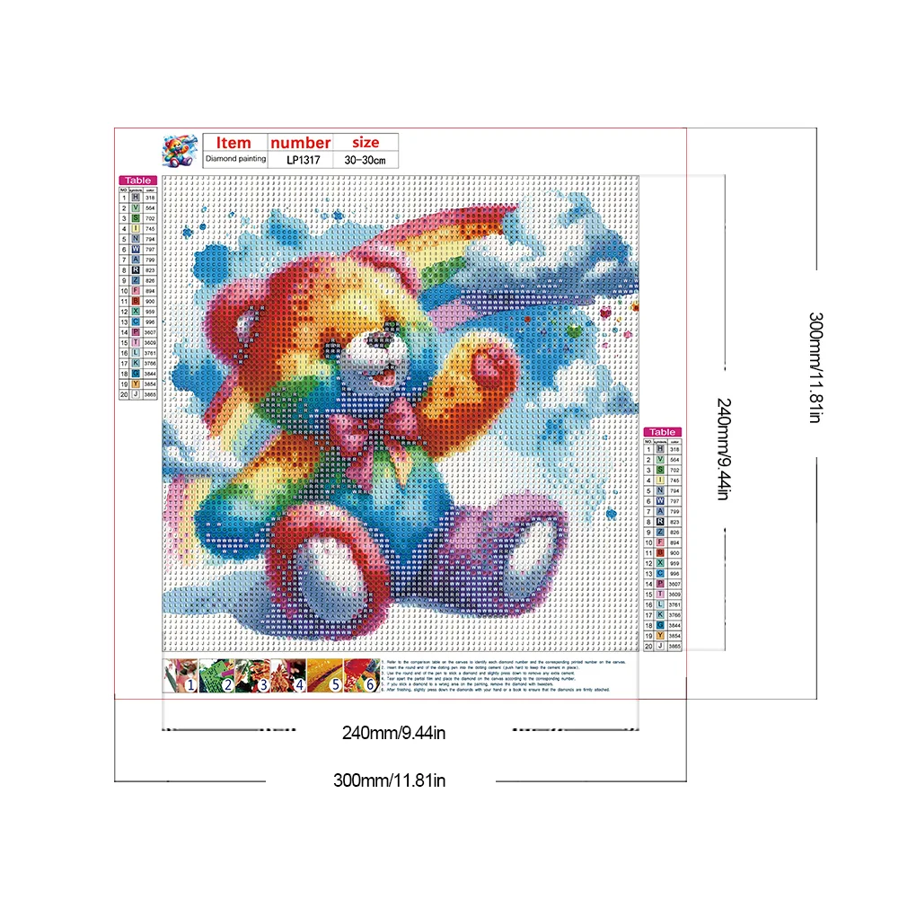 Diamond Painting - Full Round Drill - Rainbow Bear(Canvas|30*30cm)