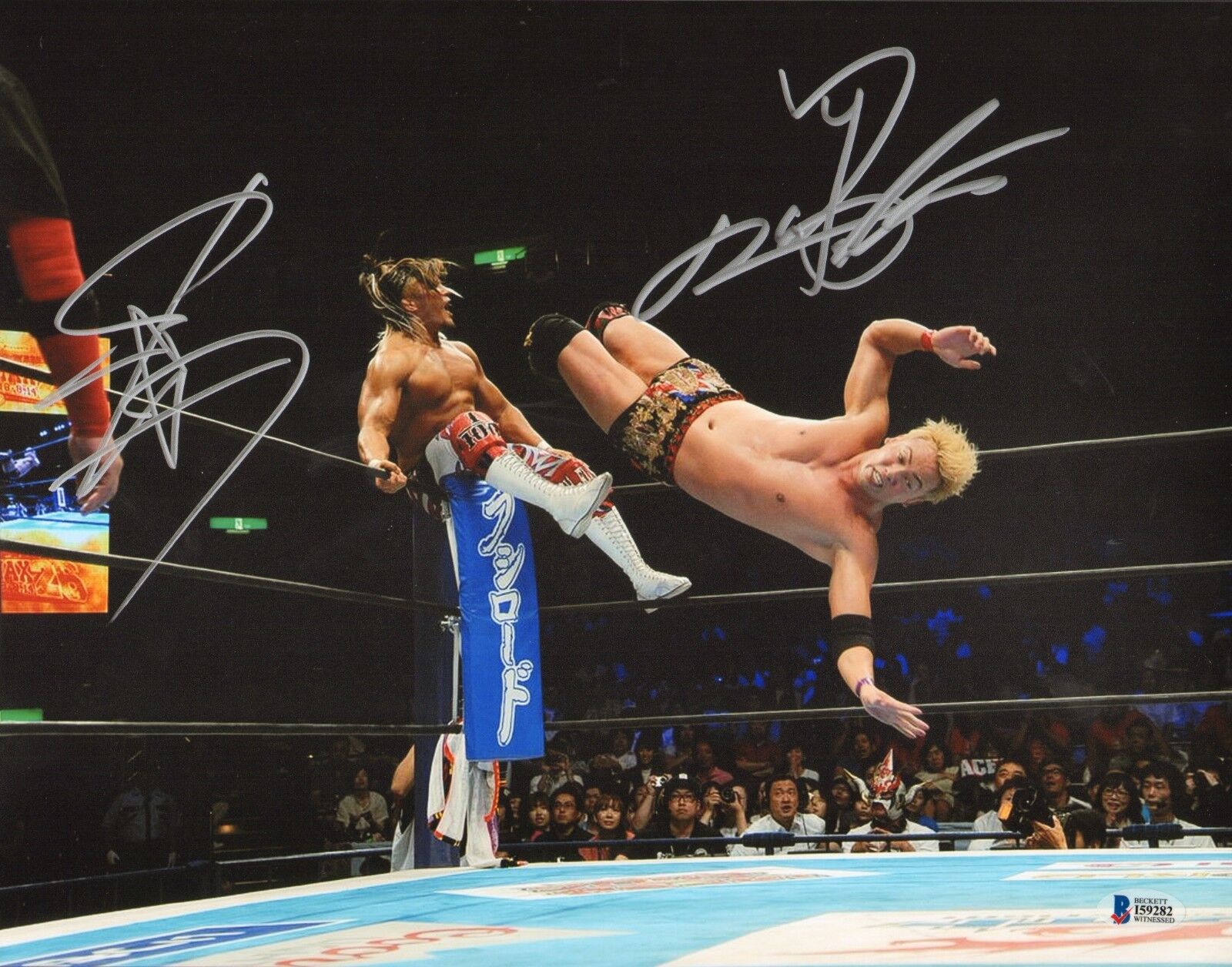 Kazuchika Okada & Hiroshi Tanahashi Signed 11x14 Photo Poster painting BAS Beckett COA NJPW WWE