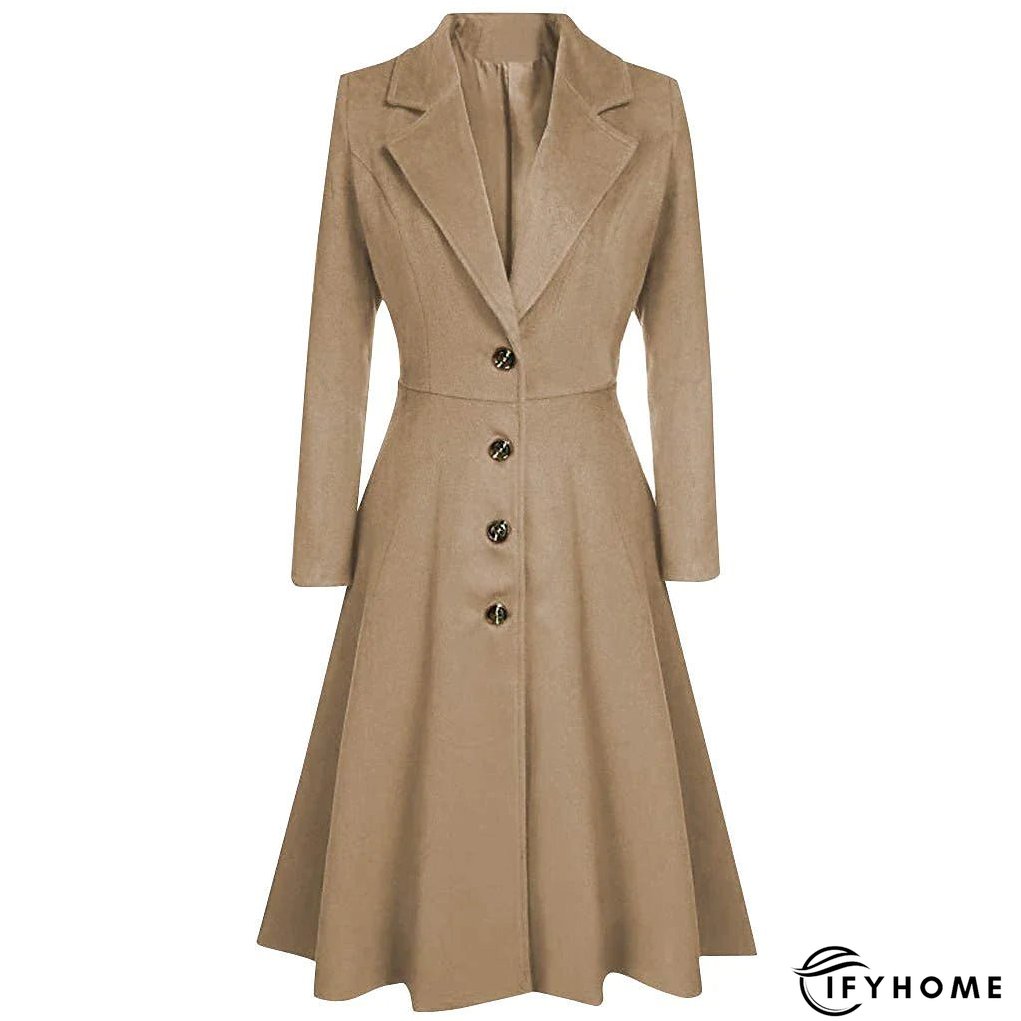 Women's Wool Blend Coat Winter Long Pea Coat Christmas Party Fall Lapel Overcoat Slim Fit Elegant & Luxurious Dress Jacket Long Sleeve Vintage Style White Black Purple Red | IFYHOME