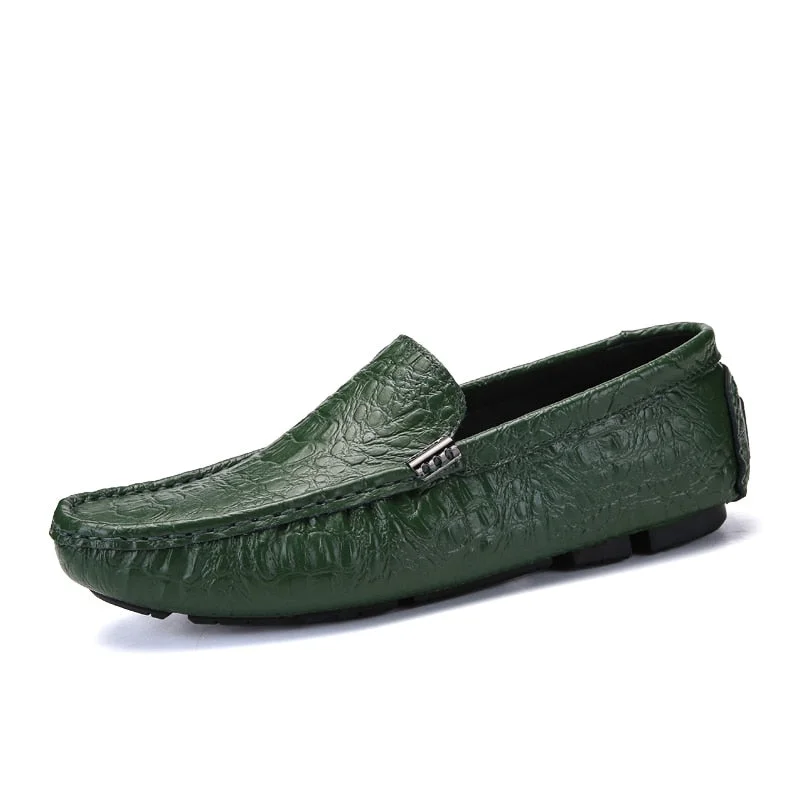 Men's Casual Shoes Luxury Brand 2020 Crocodile Leather Italian Loafers Men Moccasins Slip on Boat Shoes Plus Size 38-47 BTMOTTZ
