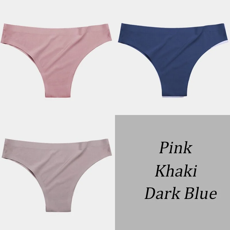 3PCS/Set Women Seamless Panties Sexy Underwear Invisible Lingerie Breathable Briefs Ice Silk Ultra-thin Intimate Underpants M-XL