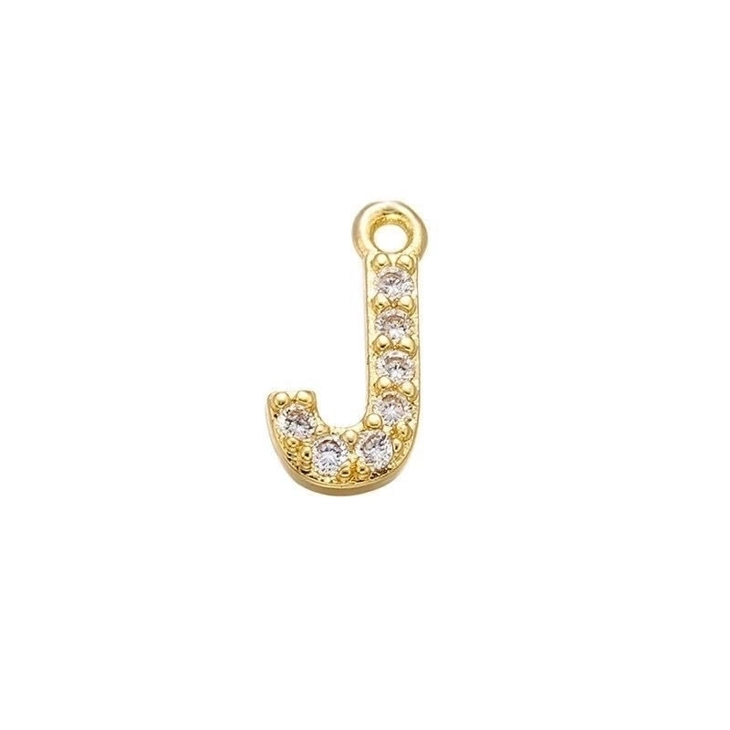 1 Piece 925 Sterling Silver Zircon 22K Gold Plated Rhodium Plated Letter Pendant Charms