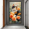 Diamond Painting - Full Round Drill - Cat and Flowers(Canvas|40*70cm)