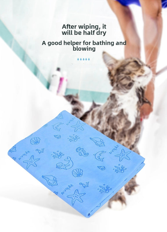 Pet Towel Bag Embossed Multifunctional Deerskin Towel Pet Special Bath Absorbent Towel Dry Hair Towel