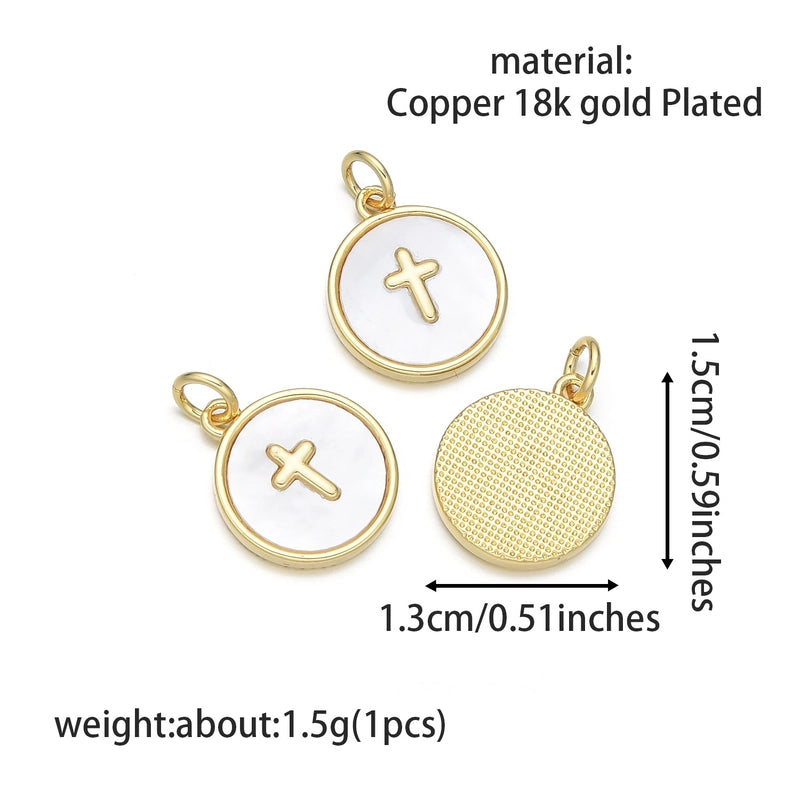 1 Piece 13 * 15mm Copper Shell 18K Gold Plated Cross Eye Polished Pendant Jewelry Accessories