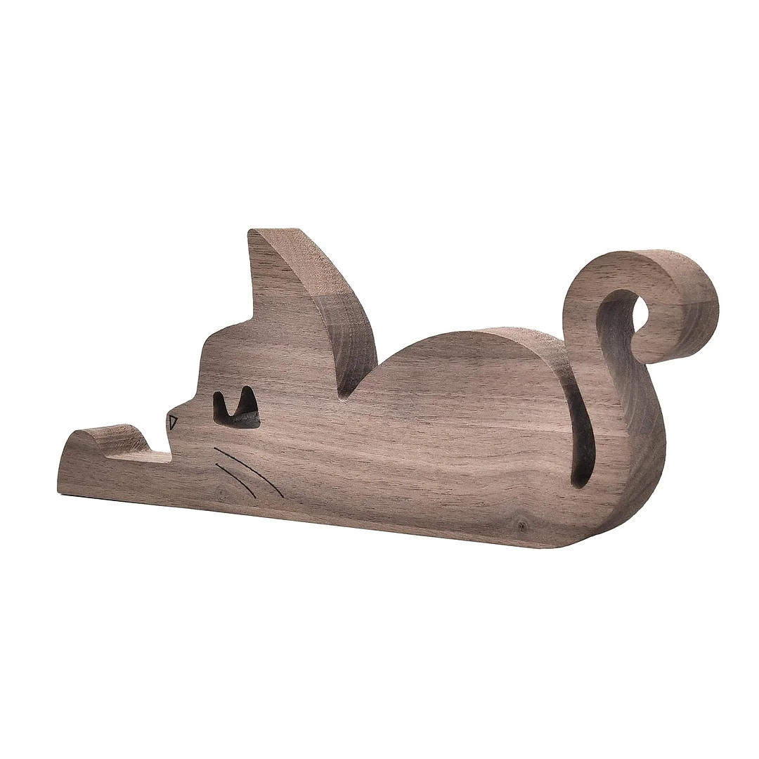 Wooden Cat Figurines Decoration Handmade Desktop Sculpture Craft Cute Cat Home Office Decor Gifts For Cat Lovers