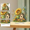 (US Only)Acrylic 2D Flat Print DIY Sunflower Birdhouse Diamond Art Tabletop Decorations