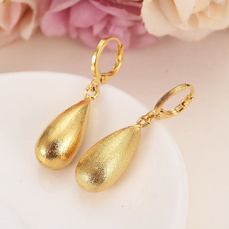 24k Gold Color waterdrop Earrings  for Women Girls kids  Jewelry