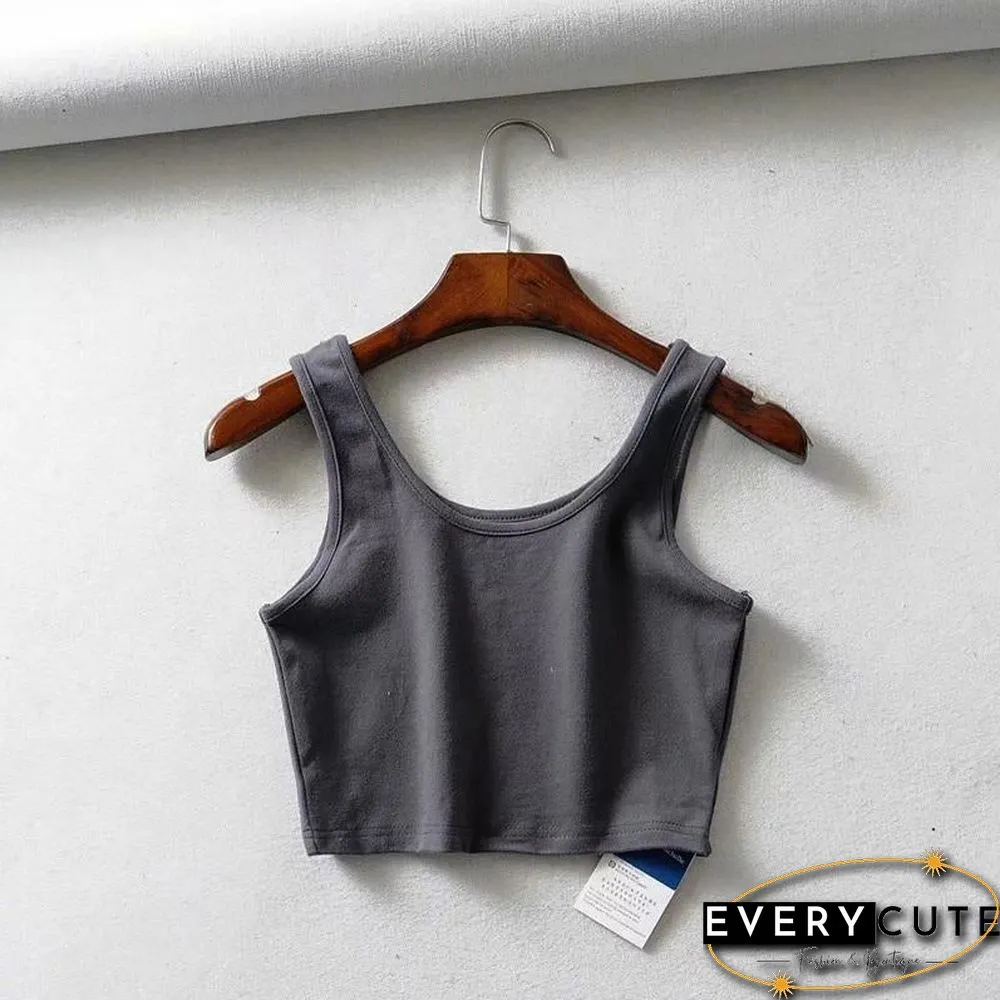 sexy women summer crop tops sleeveless short cotton u collar knitted bar