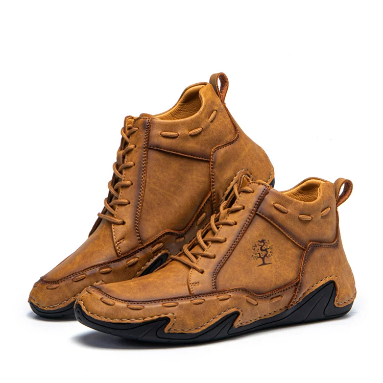 Men's Breathable Comfortable Non-Slip Lace-Up Handmade Baker Boots  Stunahome.com