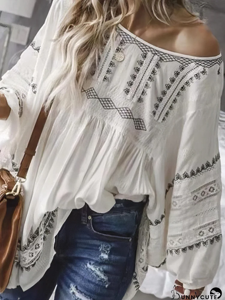 Loose Long-sleeved One-shoulder Blouse
