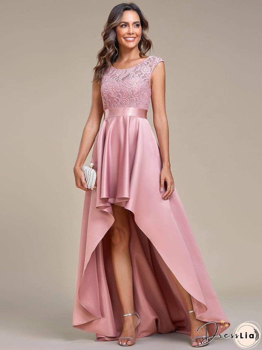 Elegant High-Low Lace Cocktail Dress