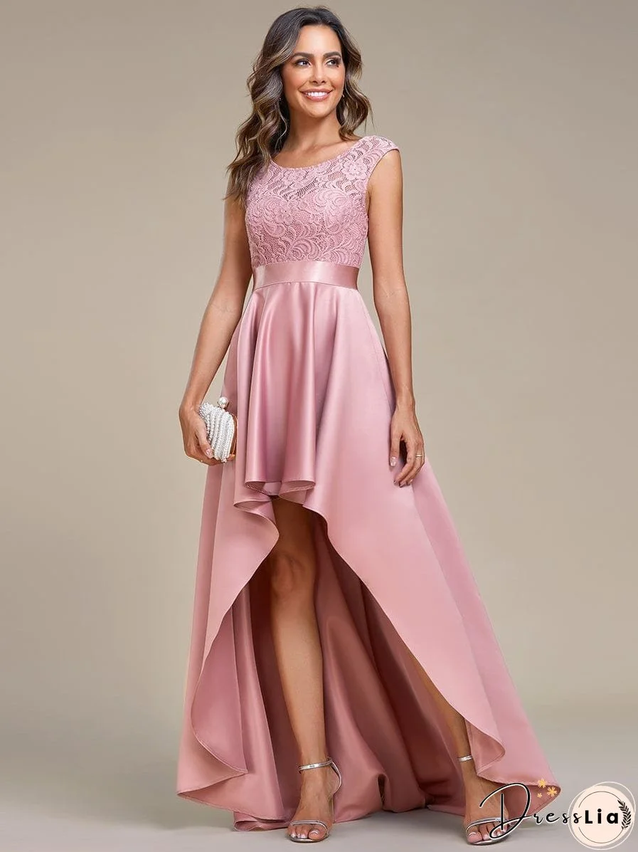 Elegant High-Low Lace Cocktail Dress