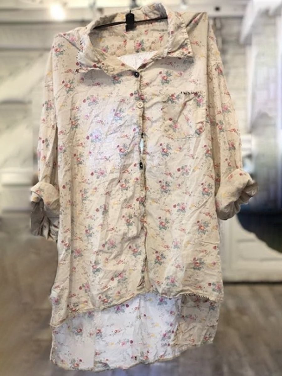 Floral Print Loose Patterned Long Sleeve Top