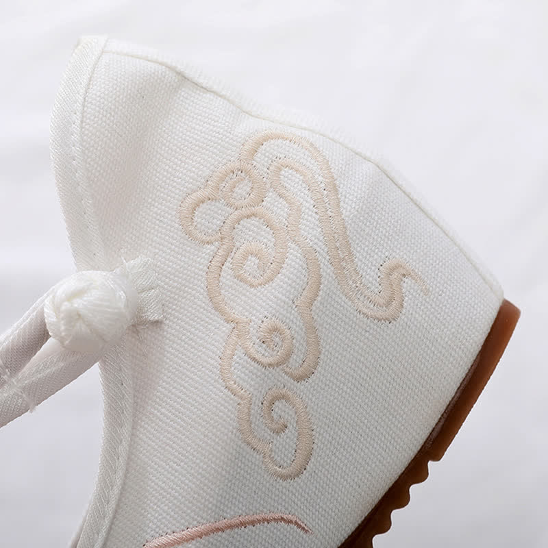 Vintage Cloud Embroidery Canvas Flats Shoes - Modakawa modakawa