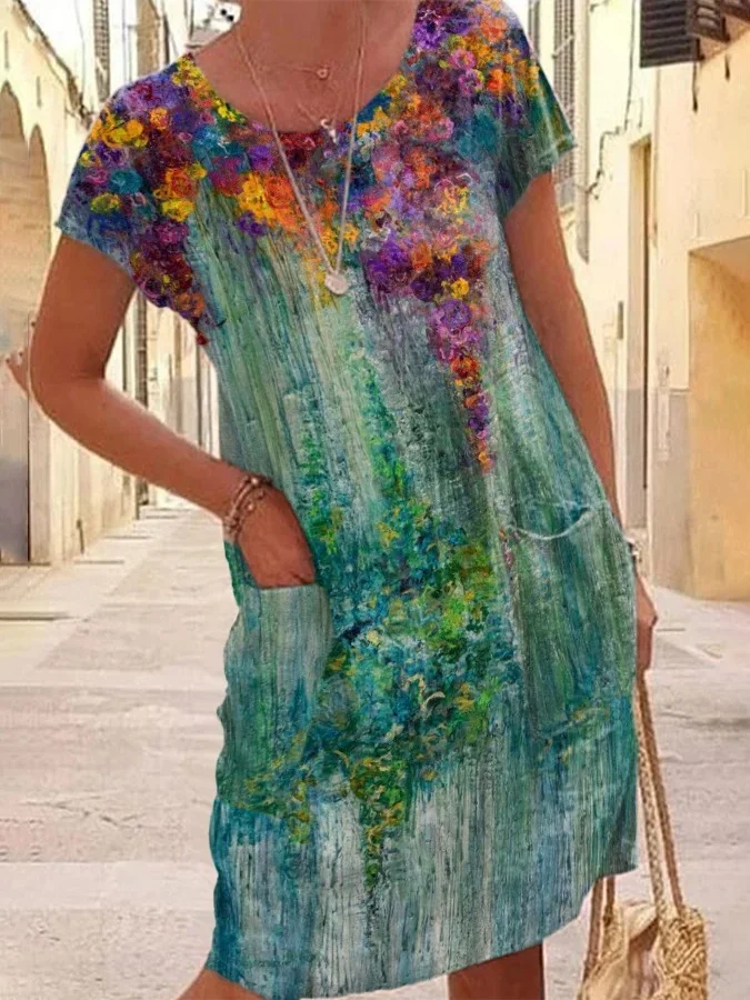 Women's Floral Print Pocket Dress
