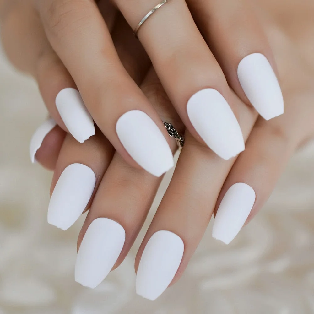 Pearl Shine Pink French Nail White Round Fake Nails Short Glossy Satin Artificial Lady Fingernails with Adhesive-Nail Inspo
